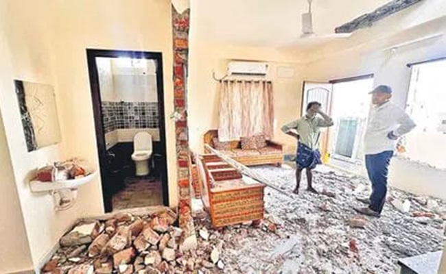 House Demolished While Family Visits Tirupati