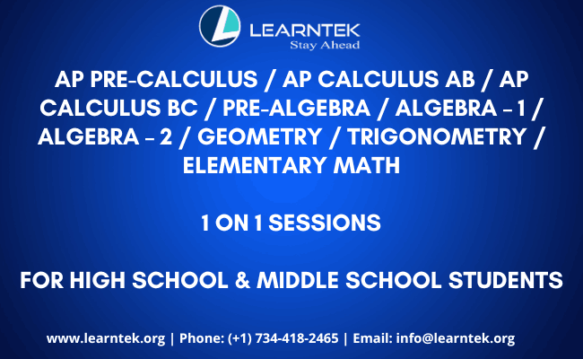 AP Calculus - Algebra - Geometry 1-1 Tutoring