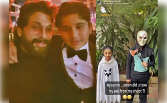 Allu Arjun's son Ayaan takes his 'Pushpa' axe for Halloween