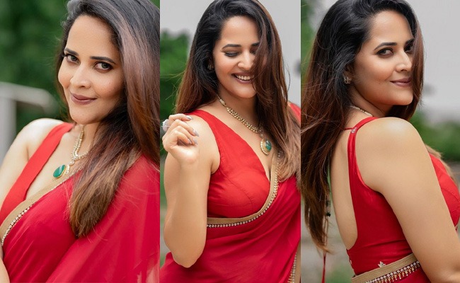 Pics: Anasuya's Red Hot Saree Blast