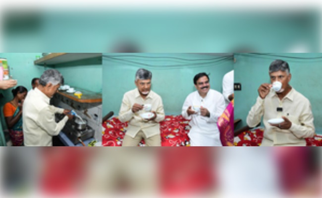 Naidu Makes Tea For Deepam 2.0 Beneficiary