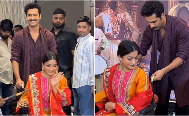 Rashmika Continues Promotions in Wheelchair