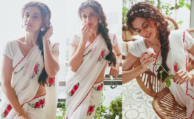 Pics: Taapsee's Elegant Look in a White Saree