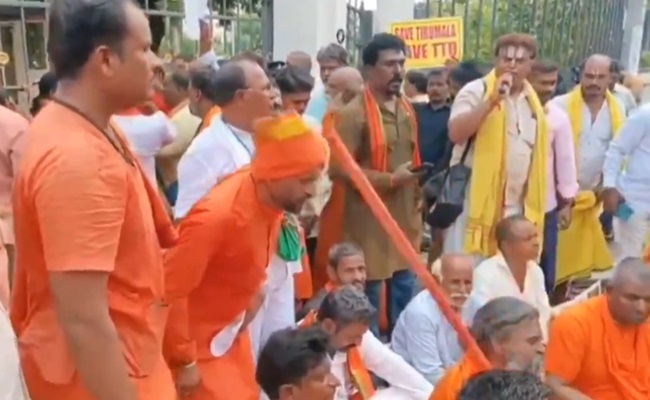 Hindu religious leaders stage protest at TTD over laddu row