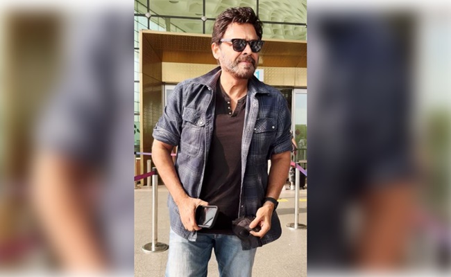 Venkatesh aces airport look with checkered shirt and denims