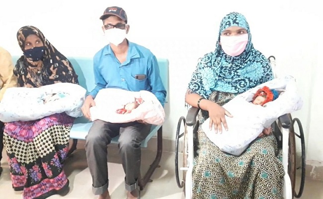 Covid positive woman delivers triplets in Telangana